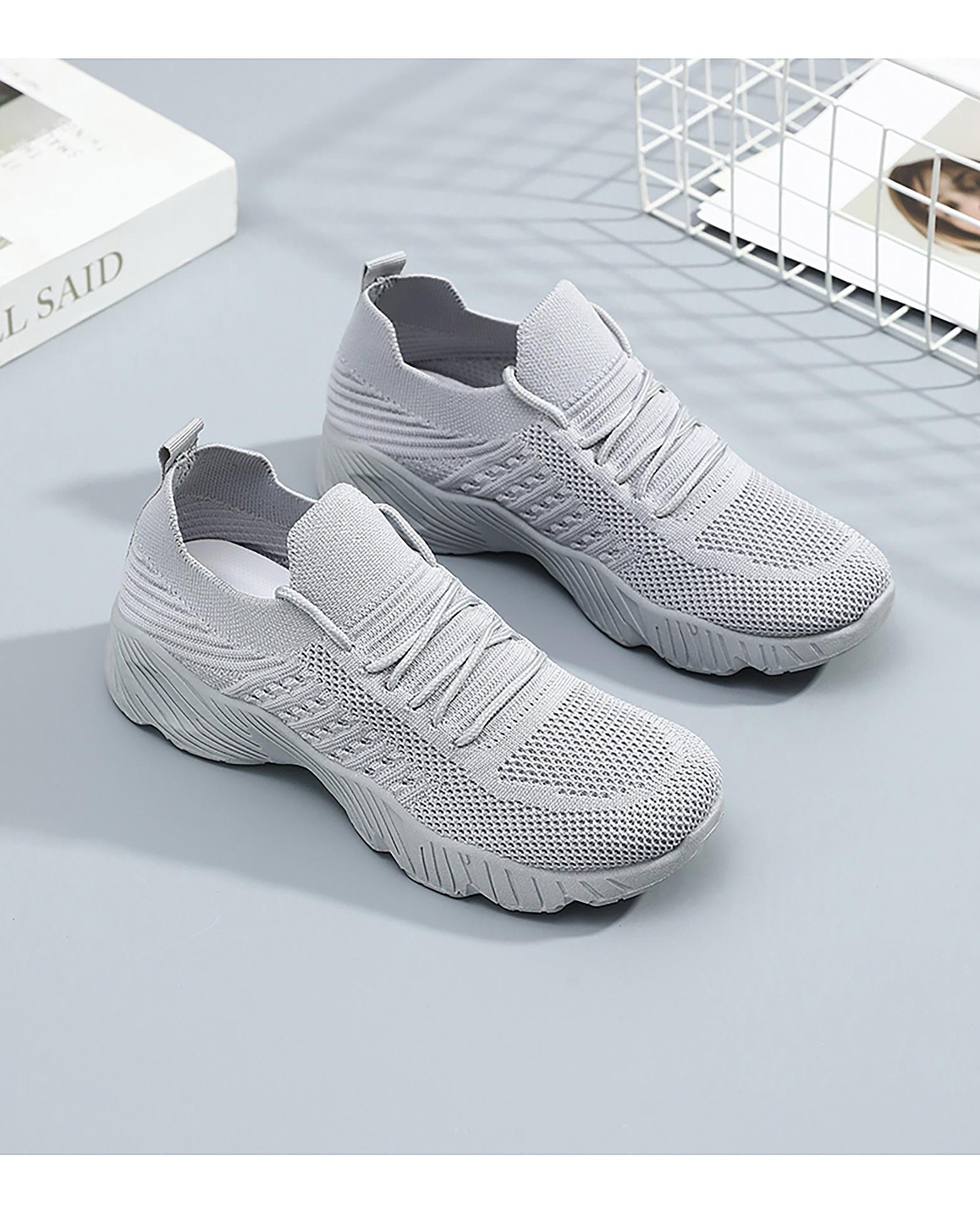 Women's lightweight casual shoes, breathable fly-knit sports shoes