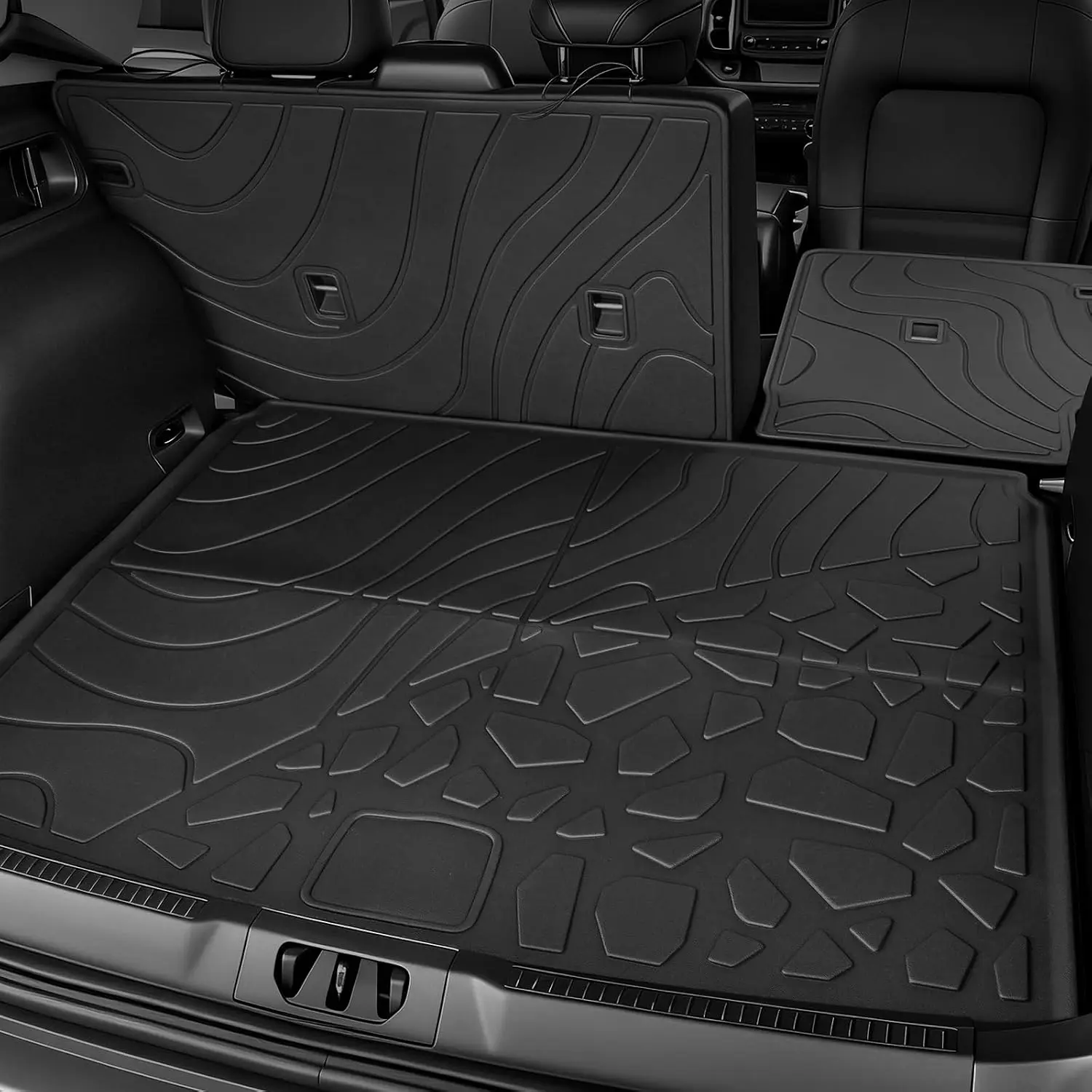 Cargo Mat for 2021-2025  Bronco  Accessories, Full Coverage  Weather Trunk Cargo Liner with Backrest Protectors (Fit Compact Spare Tire)