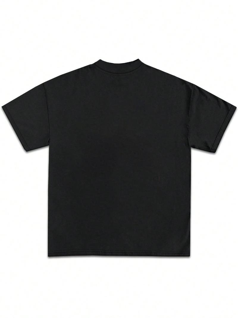 Unisex's Rapper Graphic Print Round Neck Tee, Fashion Casual Short Sleeve T-shirt for Daily Wear, Unisex Top for All Seasons