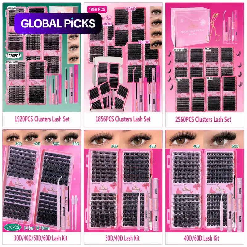 【Black Friday】Lash Cluster Kit, False Eyelash Set, Voluminous 30D D-Curl Lash Clusters in Mixed 10–18 mm Lengths, Natural and Fluffy Volume, Easy-to-Apply DIY At-Home Lashes, Perfect for Beginners, Lash Gift Pack #GLOBAL PICKS