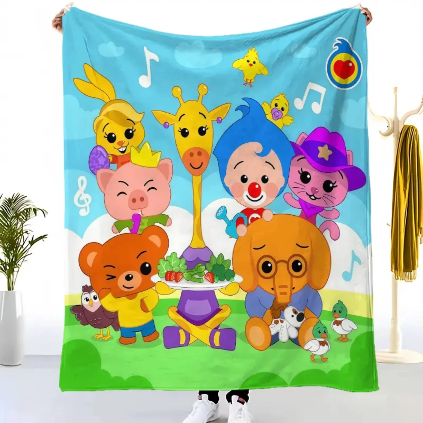 Plim Plim Cartoon Animation Friends Gathering Flannel Blanket Soft Warm Plush Fleece Throw Cozy Kids Toddler Nursery Room Decor Bedding Couch Sofa Cover Birthday Christmas Gift