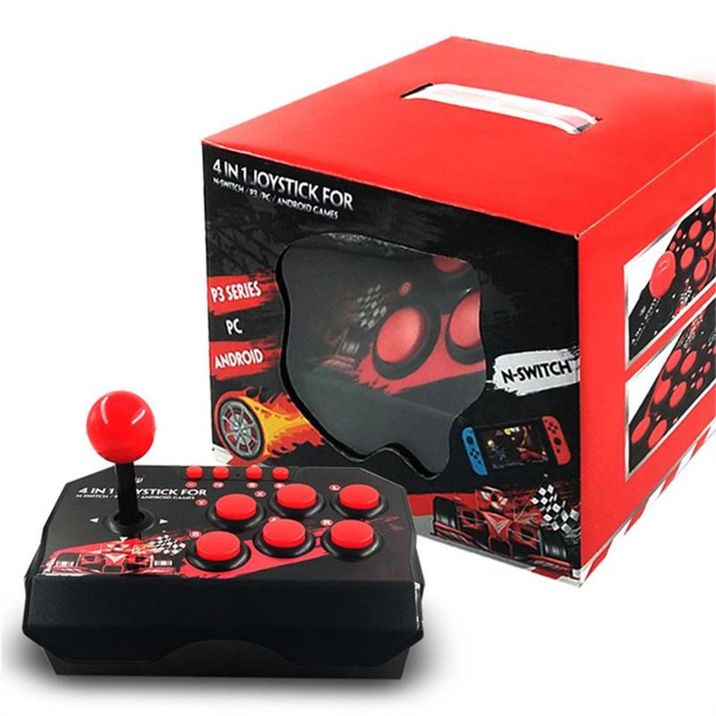GAMINJA NS002 4 in 1 Retro Arcade Console Game Joystick, Rocker Fighting Controller, Wired Game Controller, Console Accessories for Nintendo Switch PS3 PC Android TV