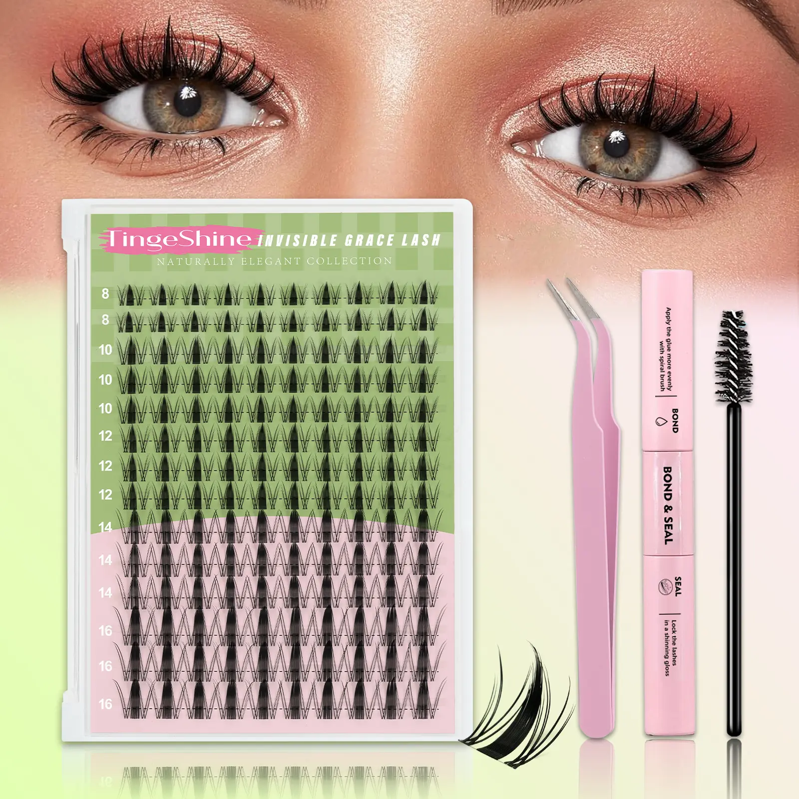 140Pcs Fairy Fluffy Lash Clusters Kit, 8-16mm Natural lash clusters with tools, thin and transparent stiletto With spikes, create a refined salon-level hairstyle suitable for various occasions and as a best festival gift