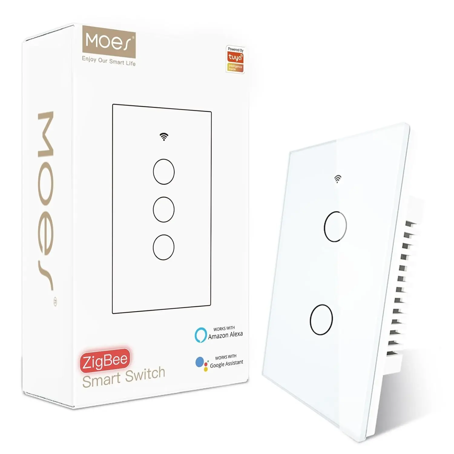 Zigbee Smart Switch 2 Gang, Requires Zigbee Hub and Neutral Wire, White