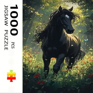 1000 Piece Horse Puzzle, Large Adult Family Interactive Toy, DIY Home Decor, Holiday Scene, Mixed Colors, Perfect Gift
