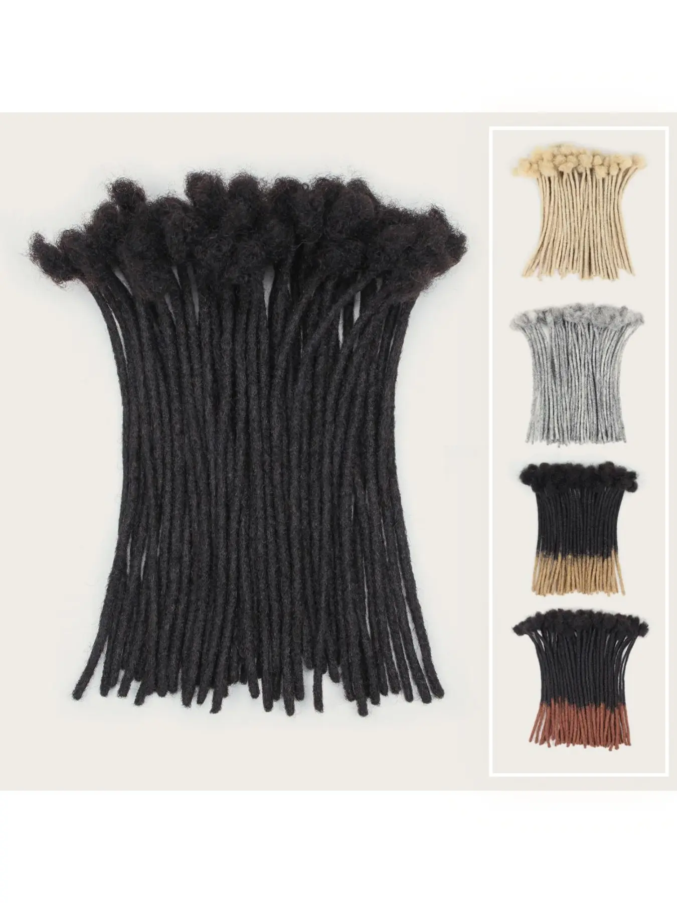 Handmade Human Hair Dreadlock Extensions 0.6cm 40 Strands Natural Black Permanent Loc Extension Can Be Dyed Bleached Curled Men Women