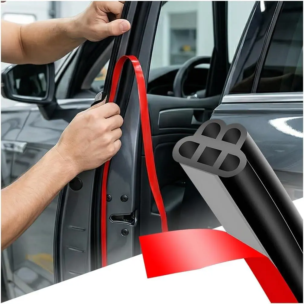 Self-Adhesive Weatherstripping, 32.8 FT Auto Door Seal Strip - Easy Install, Seals Gaps, Soundproof, Windproof for SUV, RV Windows, Trunks, Tailgates