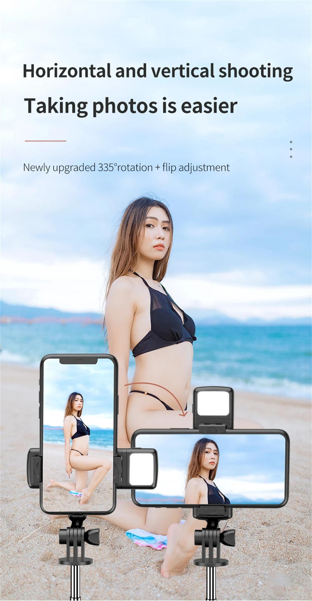 3In1 Bluetooth Wireless Selfie Tripod With Fill Light Shutter Remote Control Portable Foldable Monopod