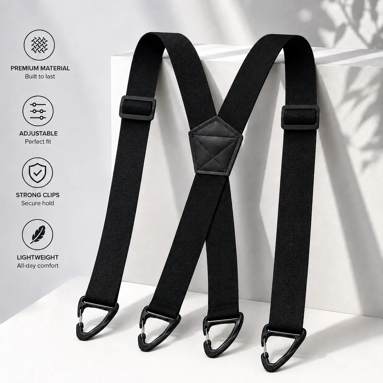 Adjustable X-Back Suspenders for Men & Women, 1.5" Wide Elastic Straps with Strong Clips for Everyday Business Wear