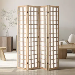 VEVOR Room Divider, 4 Panel Japanese Room Divider, Folding Privacy Screen Indoor, Portable Partition Dividers and Decoration Screens, for Room Separation, Home, Office, Restaurant Bedroom (Natural)