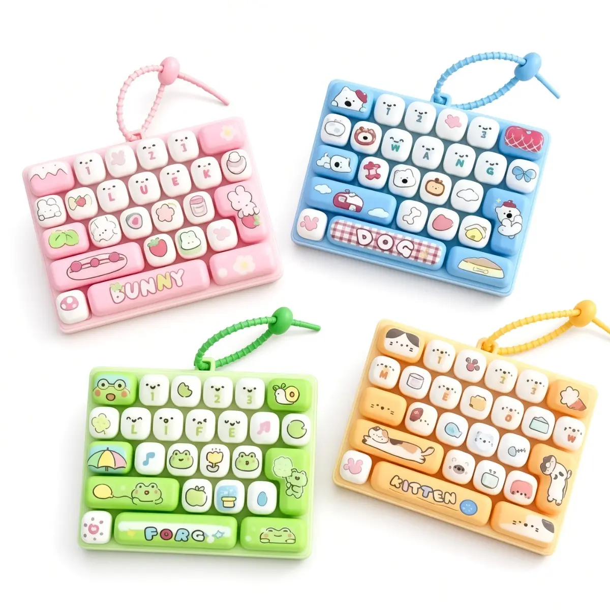 26-Key Mini Clicky Keyboard Keychain Fidget Clicker, Compact Tactile Keychain Accessory for Backpacks, Portable Desk Companion for School, Work, Keyboard Fidget Clicker, Keychain Accessories