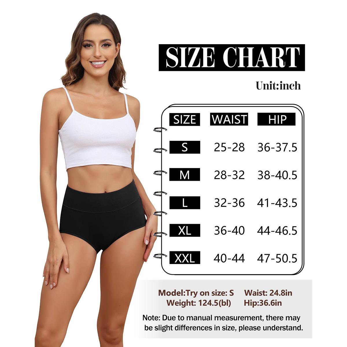 LEVAO Women's High Waist Cotton Underwear Soft Comfy Brief Stretch Ladies Full Coverage Black Panties 5 Pack S-XXL