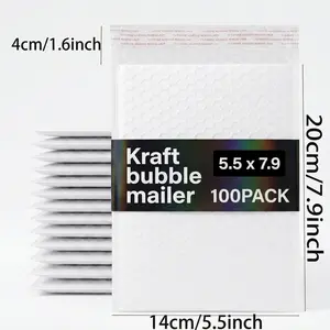 50/100 Pack 5.5x7.9 Inch White Bubble Mailers, Self-Sealing Padded Shipping Envelopes, Waterproof Tear-Proof Shockproof Bubble Bags for Jewelry, Phone Cases, Small Gifts & Daily Mailing
