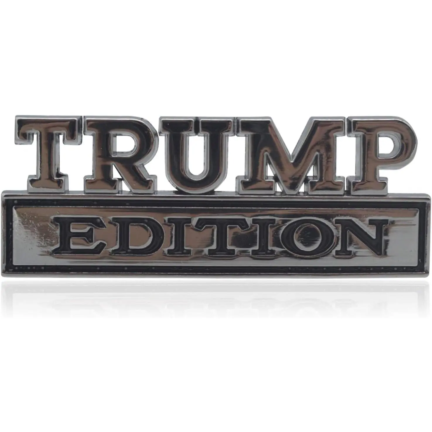 Universal Trump Edition Emblem Sticker Replacement Car Truck SUV Compatible with Ford F150 Jeep Dodger Chevrolet Badge Tailgate Badge Front Grille Hood Trunk (Silver+Black)