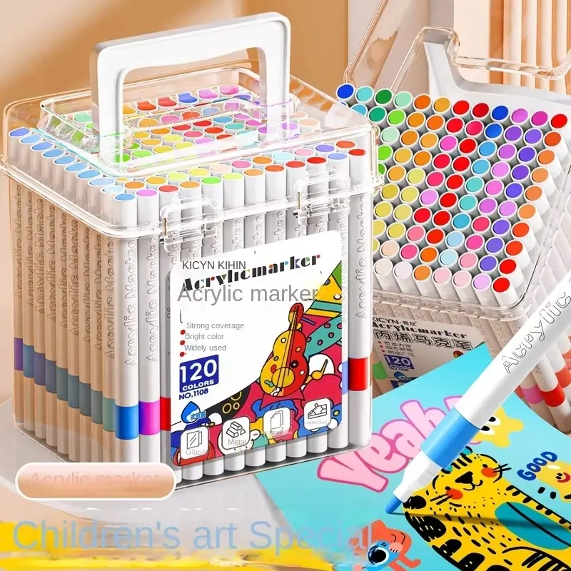 Acrylic Marker Set, 24-60 Colors, Washable Multi-Purpose Markers for Painting, Coloring, Crafts & DIY, Ideal for Professionals, Art Markers Set