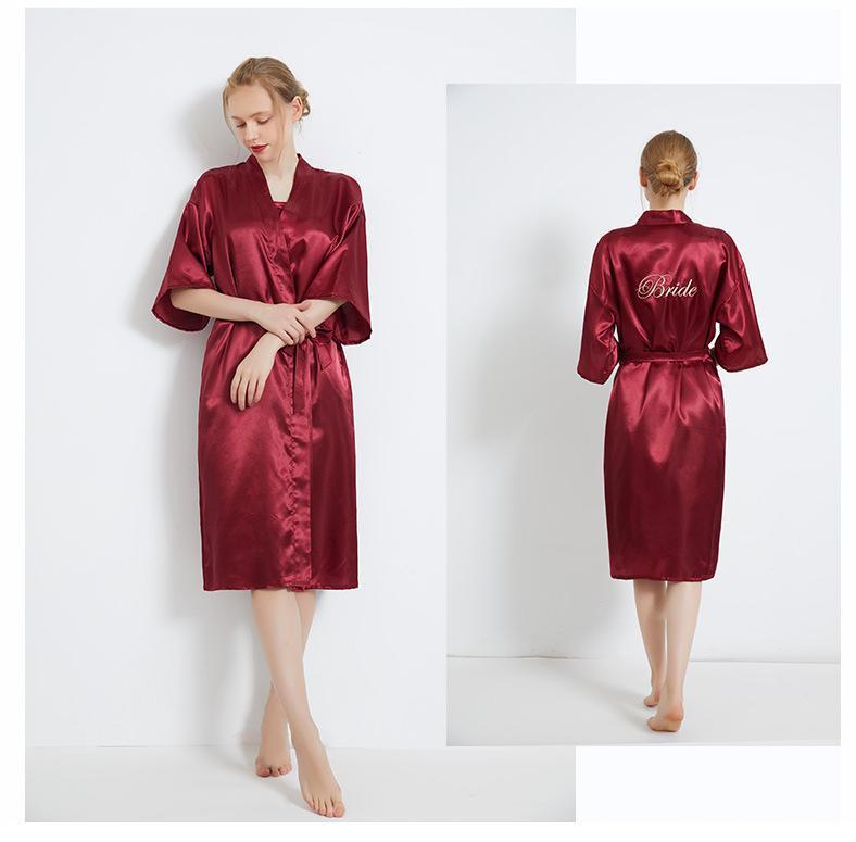 Women Kimono Bathrobe Gown Sexy Sleepwear Satin Home Clothing Intimate Lingerie Casual Bride Bridesmaid Wedding Gift Nightgown