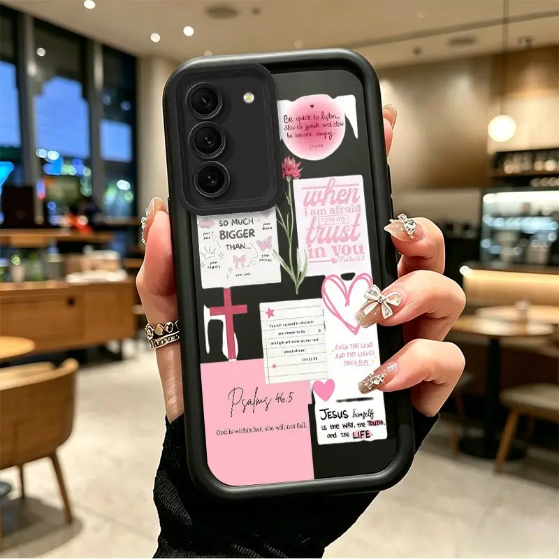 Phone case for Samsung GALAXY S21FE S22 S22PLUS S23 S23PLUS Gift Shockproof Enhanced Peotection Pink Christian Scripture & Cross Phone Case Drop-Resistant Protection Celestial Eye Layered Phone Case BOJTN2VG