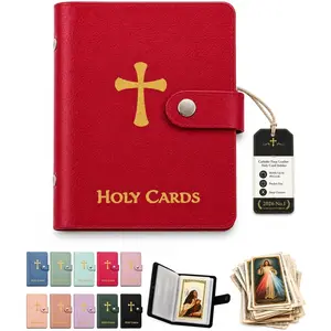 Imitation Leather Card Holder-Pocket-Style Prayer Card Storage Bag With Snap Closure, Each Card Holder Is Portable, Essential Religious Accessory, Can Hold 54 Cards
