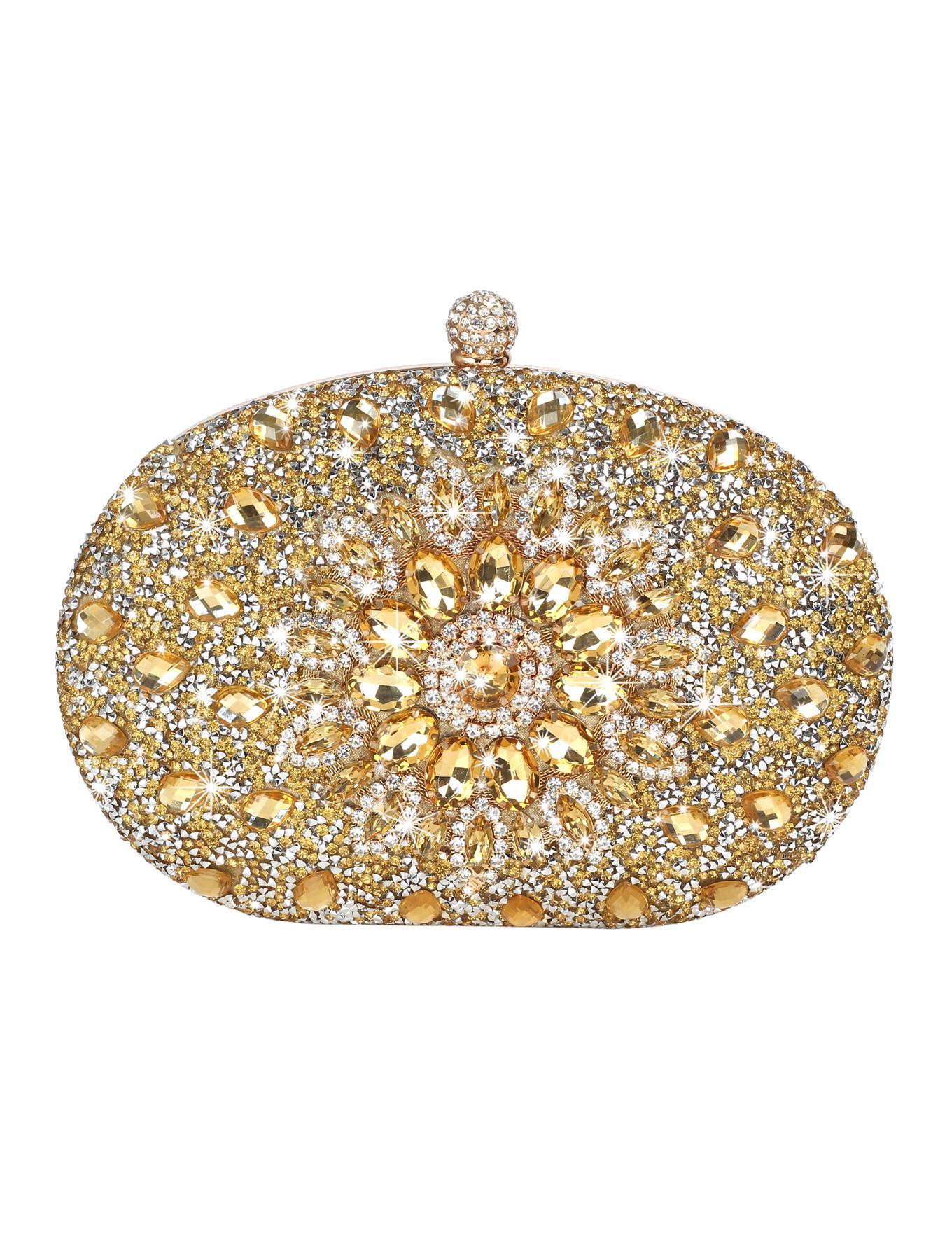 Women's Elegant Rhinestone Decorated Evening Bag, Exquisite Trendy Glittering Clutch Bag with Removable Chain Strap, Fashionable Bag for Party Decoration, Clutch Purse