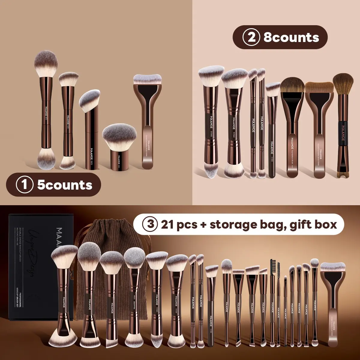 【Black Friday】MAANGE Soft-Bristle Makeup Brush Set, Complexion Brush Set for Foundation, Powder, Eyeshadow and Concealer, Face Makeup Brushes, Multifunctional Makeup Brushes, Cosmetic Gift Box Set, Makeup Brushes Kit #GLOBAL PICKS