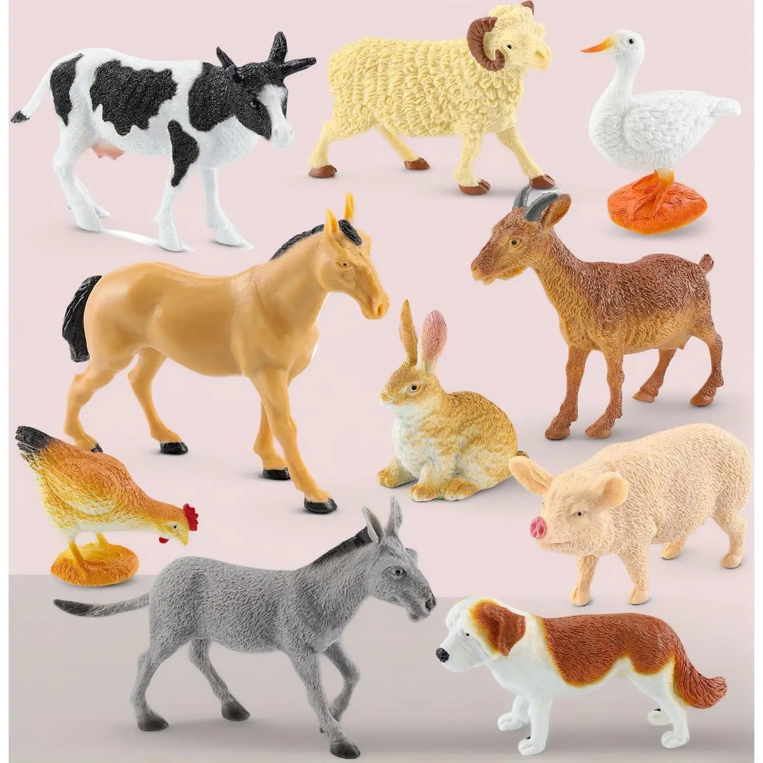 Realistic Farm Animal Figures Set – 10Pcs Sensory Learning Toys for Toddlers 3-5, Preschool Educational Playset