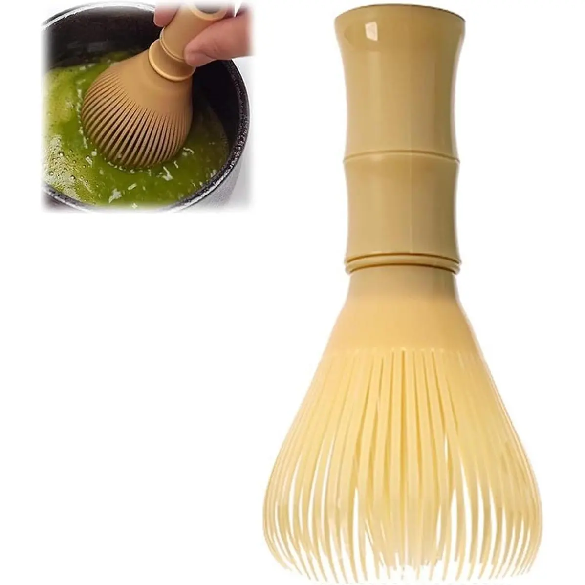 Matcha Whisk, PP Resin Matcha Stirrer, Traditional Handcrafted Japanese Matcha Tea Mixer Brush Mixing Tool Accessory for Tea Preparation (Yellow)