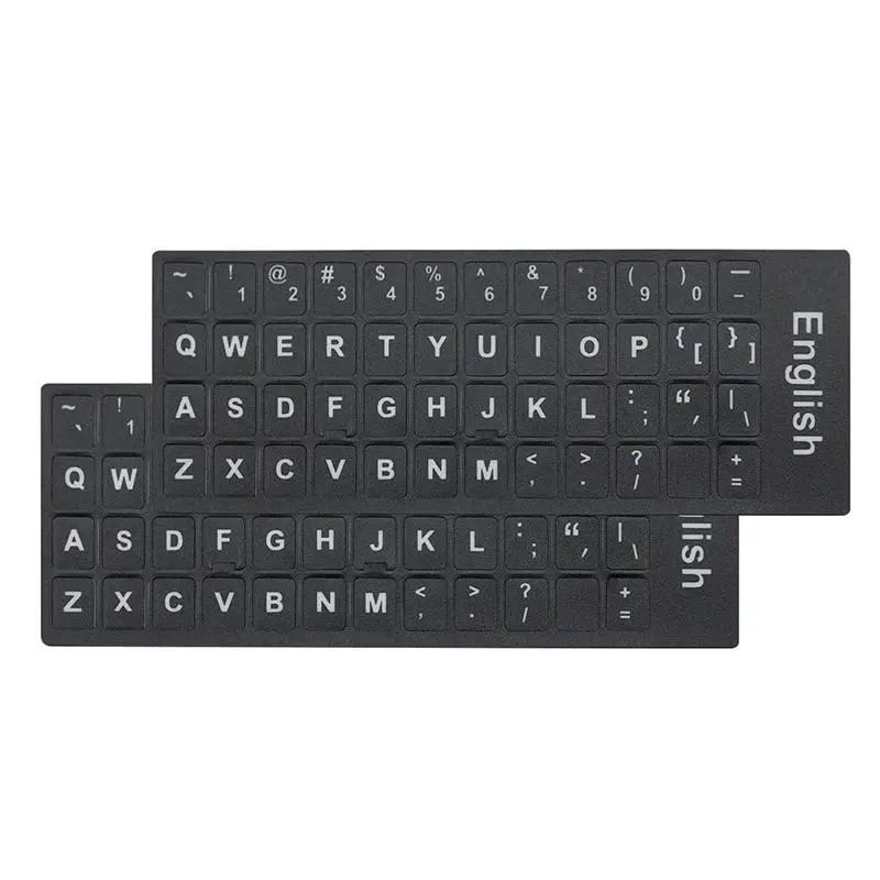 2 pieces of English keyboard stickers, universal keyboard letter replacement stickers with white font and black background suitable for computers, laptops, and desktops, matte English keyboard letter stickers