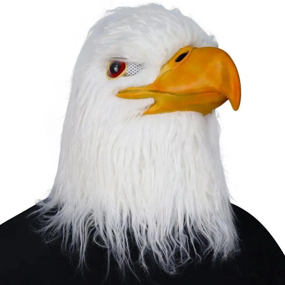Realistic Bald Eagle Latex Mask White Eagle Bird Head Full Head Costume Mask for Halloween Carnival Cosplay Party