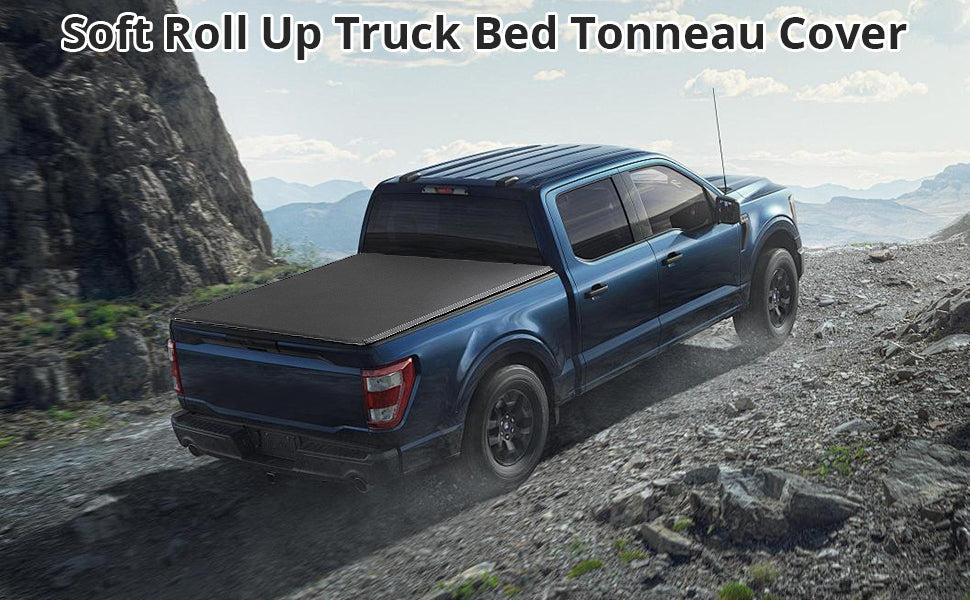 GARVEE Soft Roll Up Tonneau Covers: Waterproof Protection and Easy Installation for Ford F150, Maverick, Ranger, Honda Ridgeline, and Chevrolet Colorado with 5ft to 6.1ft Beds.