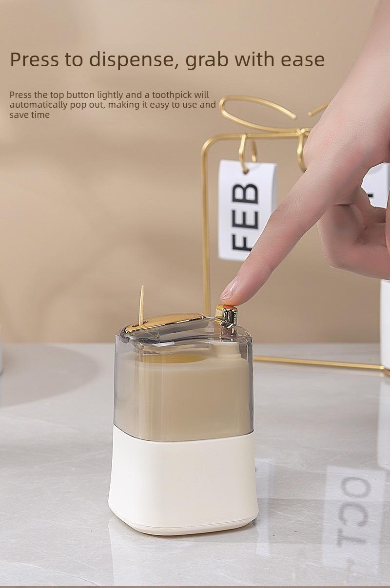 2PCS New type of push-button automatic toothpick holder, high-value cartoon toothpick bottle for home use, living room toothpick container
