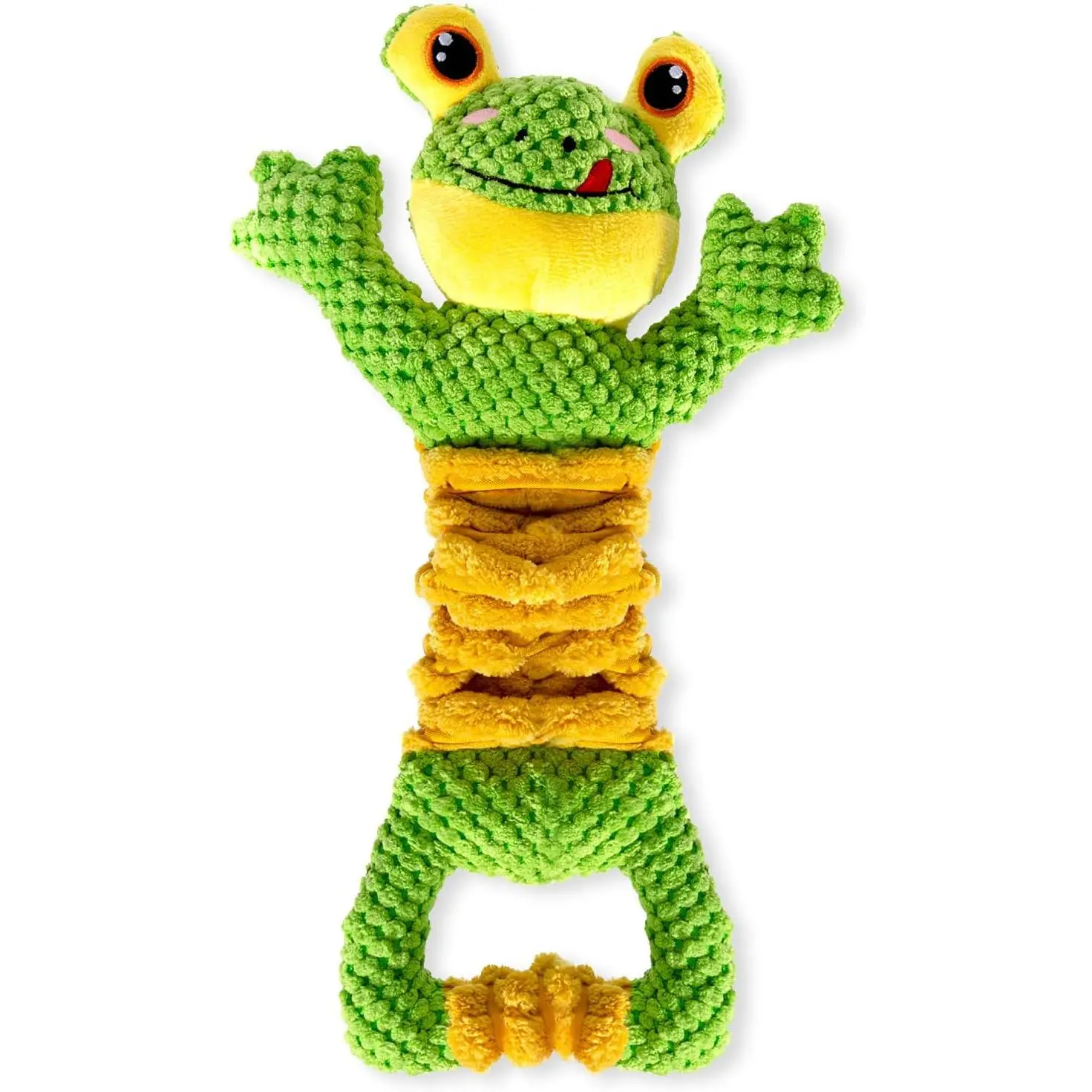 Tug , Durable   for Large Breed, Tug of War  Squeaky Toys, Stuffed Plush   with Crinkle Paper for Small, Middle, and Big Dogs(Frog)