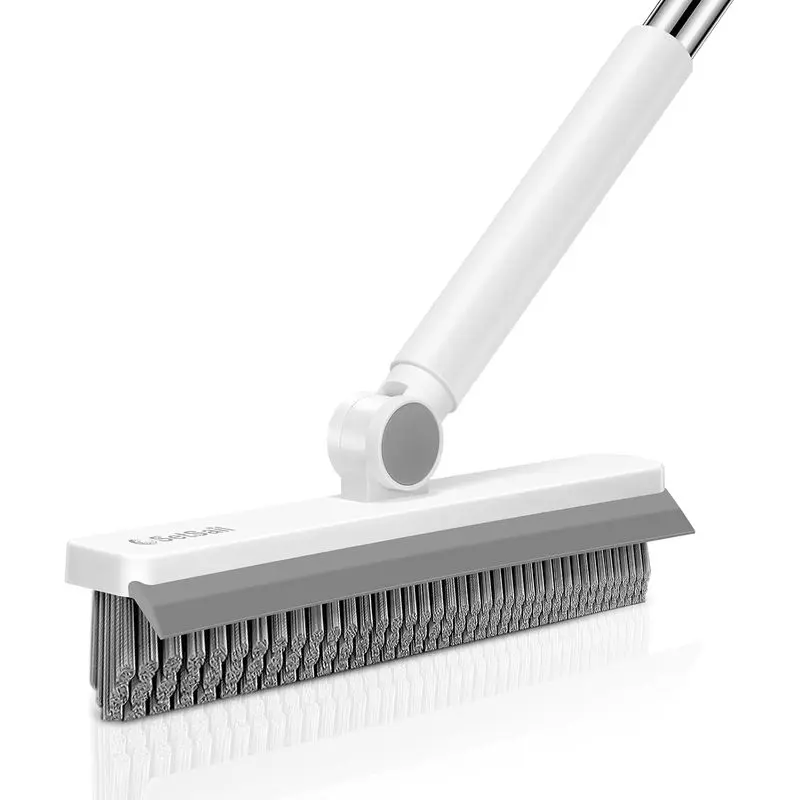 SetSail Stiff Bristle V-Shaped Grout Cleaner Brush with Long Handle - Swivels 180°, Plastic & SS Floor Scrubber Cleaning Tool for Bathroom, Tile Line Crevices, Kitchen