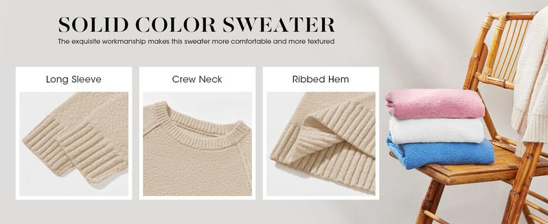 Saodimallsu Womens Oversized Sweater 2025 Fall Trendy Fuzzy Crew Neck Long Sleeve Casual Tunic Sweaters Saodimallsu Womens Oversized Sweater 2025 Fall Trendy Fuzzy Crew Neck Long Sleeve Casual Tunic Sweaters