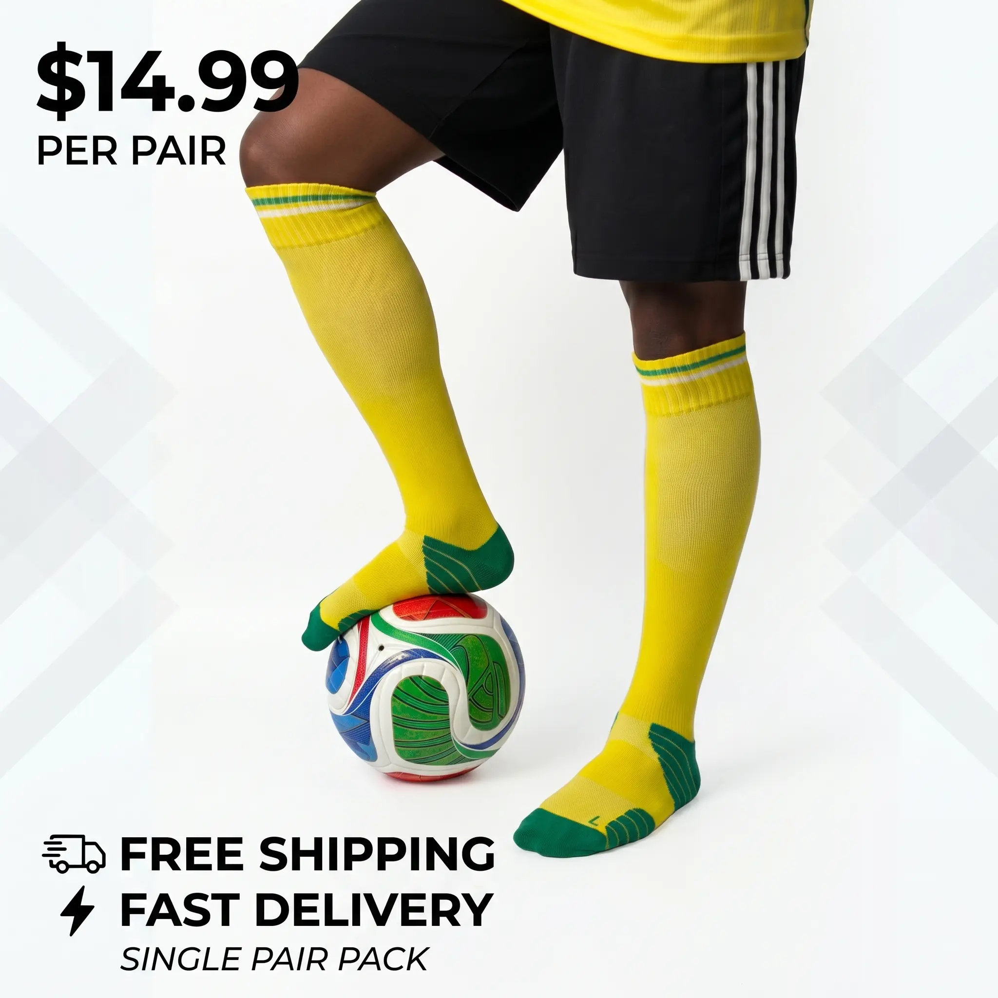 JUPICHUBI 3 Pairs Pack Over-Calf Athletic Soccer Socks| Cushioned Anti-Slip Sports Socks with Breathable Mesh Zoned Ventilation and Seamless Toe for Training & Matches