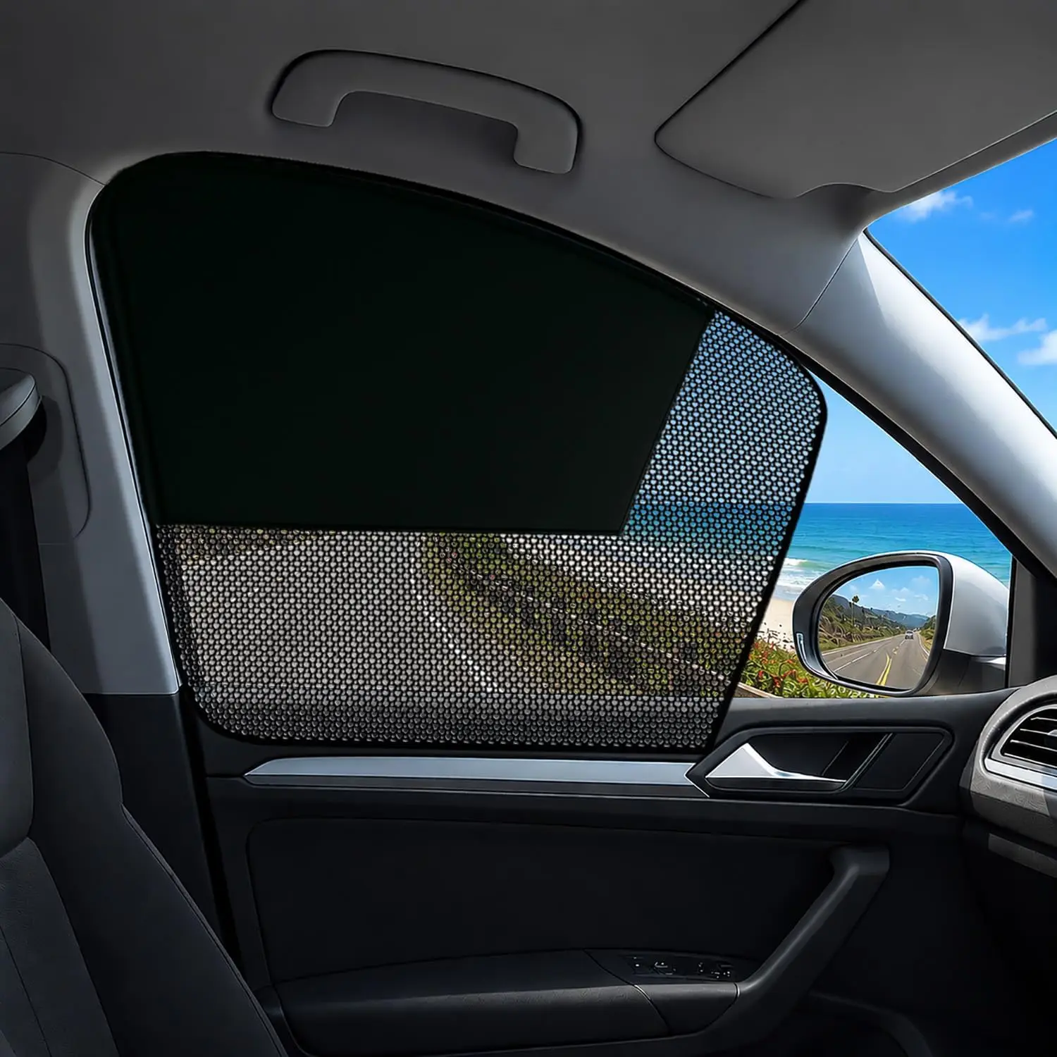 Shades for Side Windows 2 Pack, Upgraded 11-  Window Shades, Blackout & Mesh Panels for Front Side Windows, Blocks UV Rays & Heat for Driver and Passenger, Easy Install