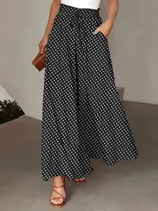 2026 Spring Summer Polka Dot Printed Wide Leg Pants, Casual Long Culottes, Style, Comfortable and Stylish