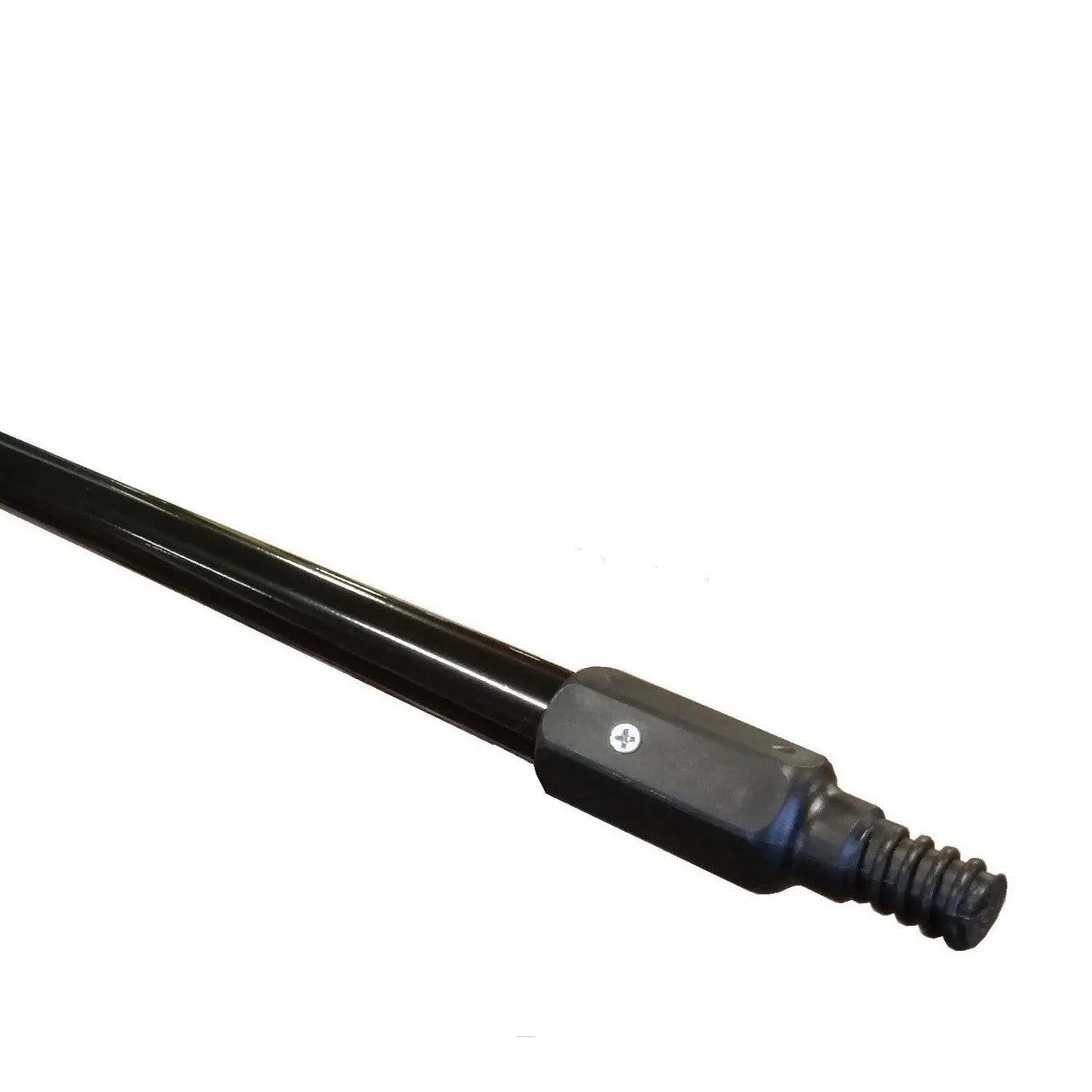 3900198 60" Black Powder Coated Metal Broom Handle with Black Hex Thread