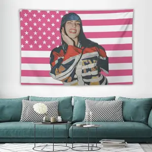 Billies 3x5 Foot Decorative Eilish Flag Tapestry Double Stitched Indoor Outdoor College Dorm Room Decoration Decorating Art Cotton Light Linen Pink