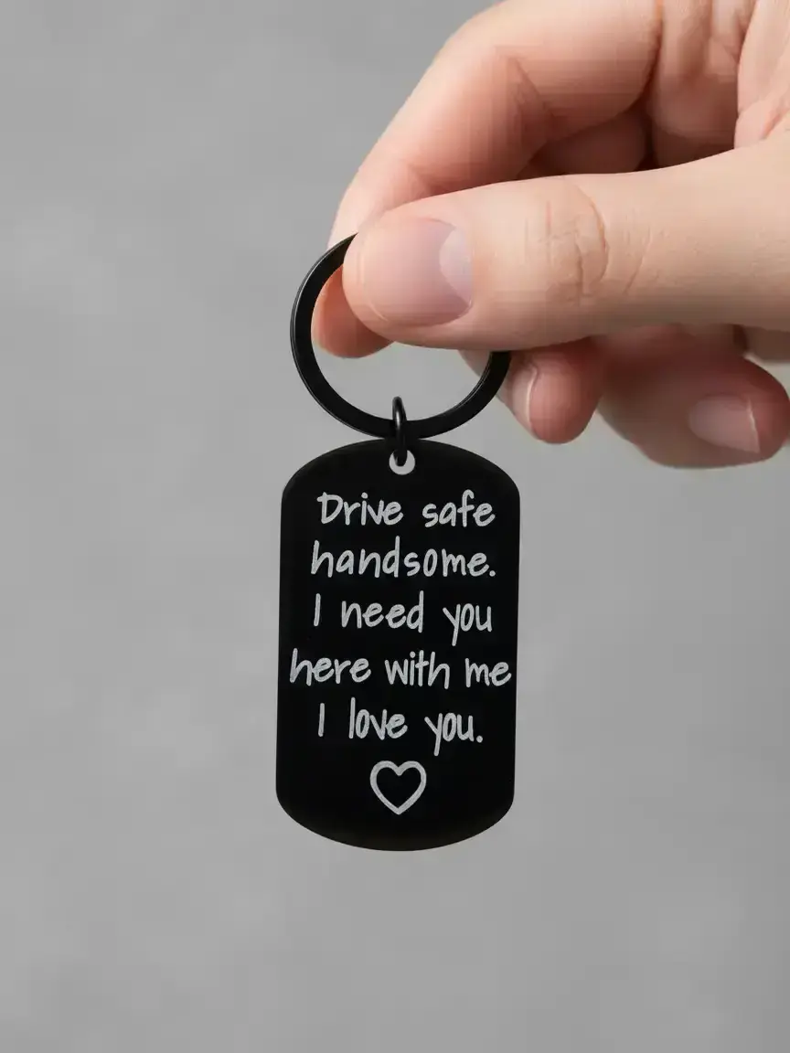 Fashion Letter Pattern Slogan Metal Keychain, Keychains for Men, Personalized Stainless Steel Keychain for Men & Women for Car Bag Daily Clothing Decor, Trendy All-match & Exquisite Keychain for Birthday Gift, Gifts for Wife, Personalized Heart Tag