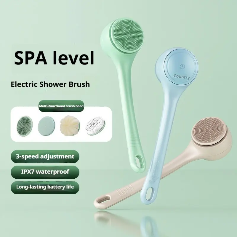 Rotating Electric Bath Brush, Multi-Functional Shower Brush, Waterproof Back Scrubber, Full Body Massage, Exfoliating Mud Remover Tool
