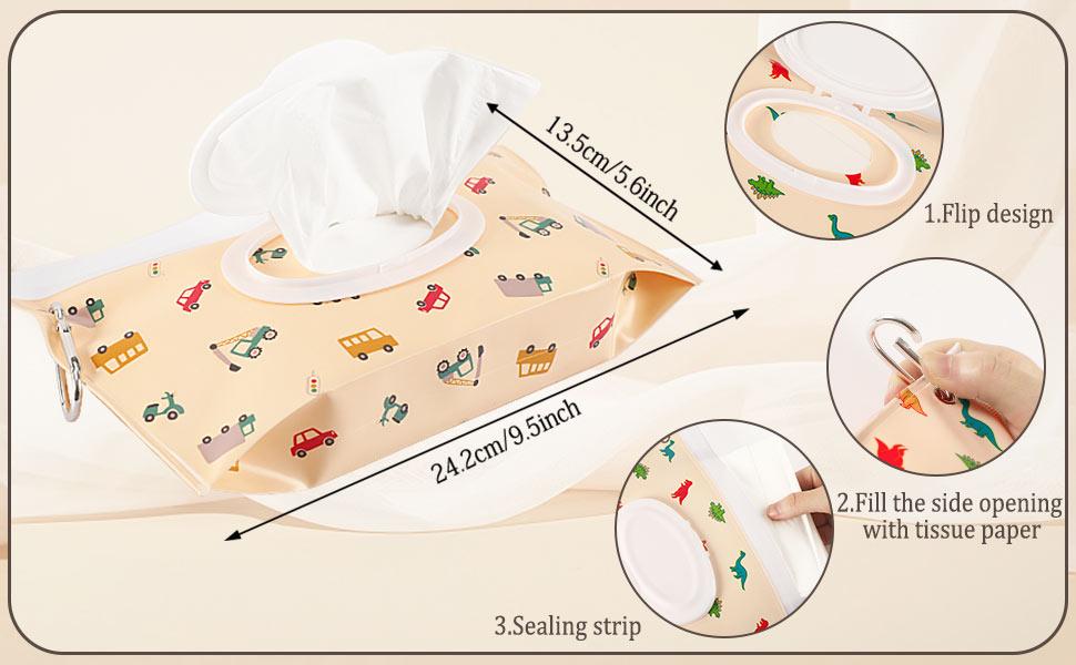 4 Pack Baby Wipes Dispenser Holder Portable Refillable Wet Wipes Pouch Container Reusable Travel Case for Outdoor Hiking Green Leaves