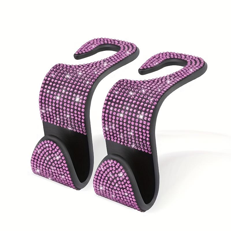 Set of 2 Dazzling Sequined Diamond-Studded Car Back Seat Headrest Hooks - Stylish Car Handbag Holders with Adjustable Shoulder Straps - Luxurious Car Interior Additions Suitable for Both Men And Women, Perfectly Fitting Handbags, Wallets