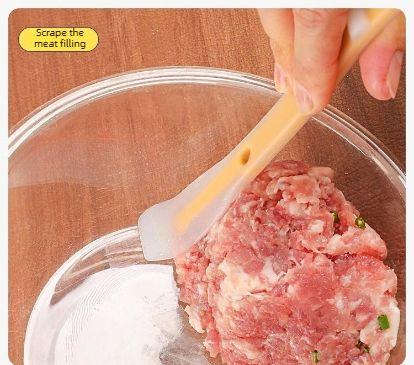 2PCS Multifunctional double-headed dumpling and wonton scraper, silicone meat filling tool, household kitchen all-in-one jam maker