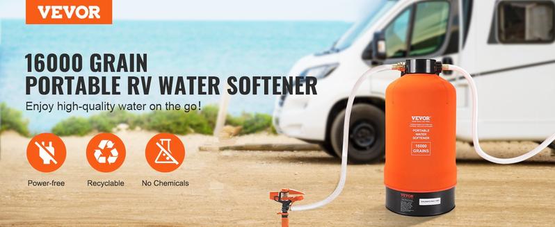 VEVOR RV Water Softener, 16,000 Grain Portable Water Softener, with 3/4