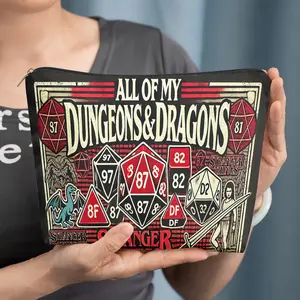 cosmetic bag 1pc, Stranger Things And Dungeons And Dragons, Zipper closure, unisex, travel/daily storage bag, lightweight and machine washable, stylish toiletry bag, perfect for Valentine's Day, New Year's, or birthday gifts.