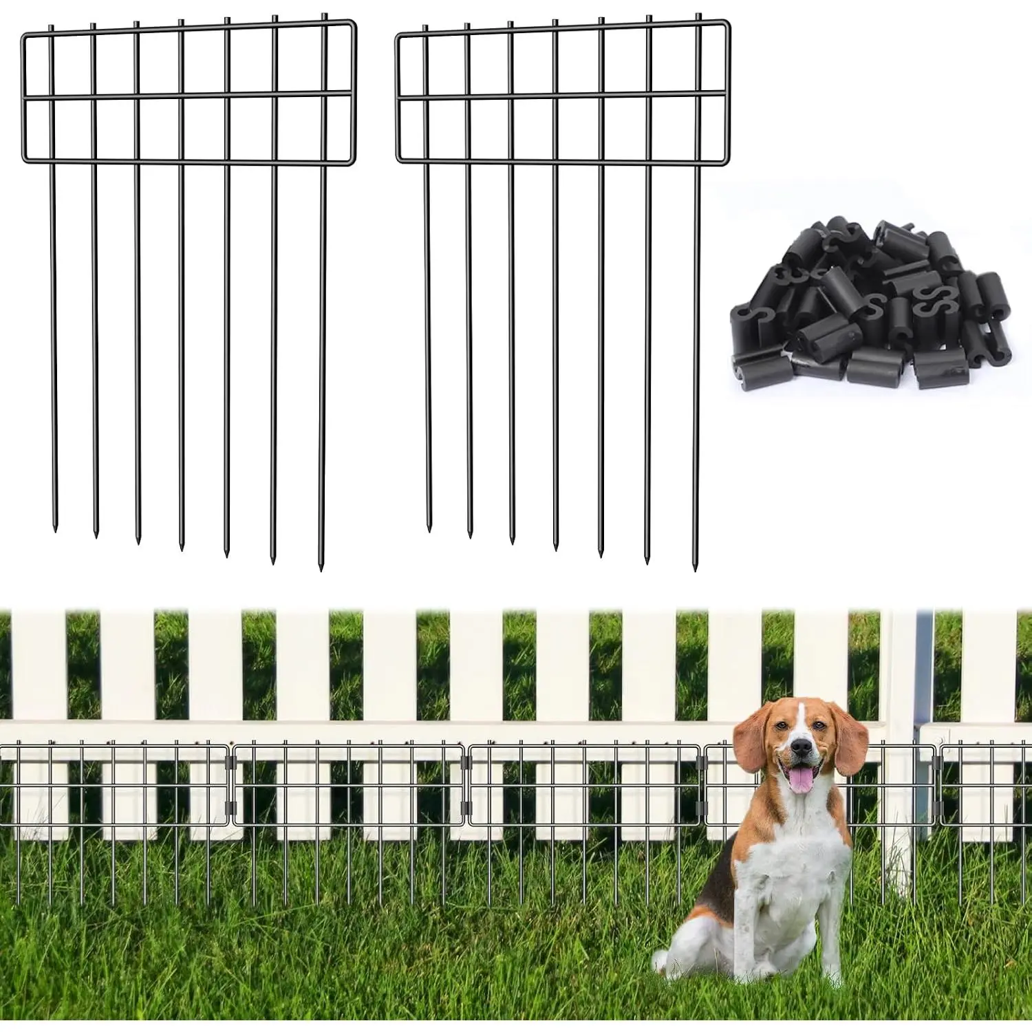 Barrier Fence, 17 in(H) X 27 Ft(L) No Dig Garden Decorative Fencing | 25 Pack,Iron Wire,RustProof, Barrier for  Rabbits