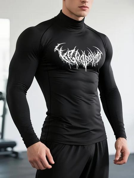 Men’s Quick-Dry Long Sleeve Workout Shirt – Printed, Breathable & Stretchy Top for Running, Hiking, Gym & Casual Wear, Breathable Workout Tops