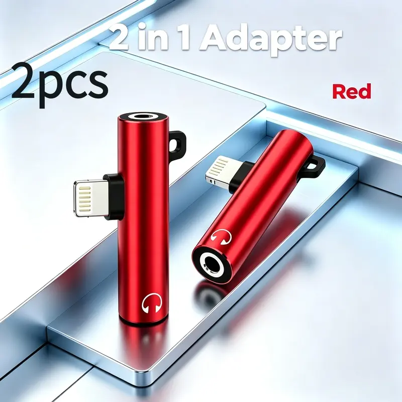 1/2pcs Lightweight Metal 2 In 1 iPhone Audio Charging Adapter, 3 Optional Colors, Plug-and-play Design For Gaming Music Daily Commute Scenarios