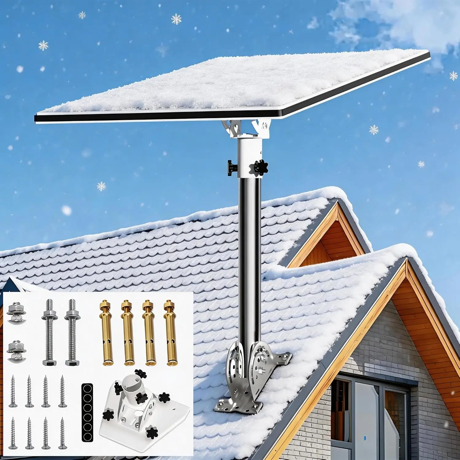 Starlink Roof Mount Adjustable Kit for Starlink Standard 4/4x/Gen 3 Dish, Durable 430 Stainless Steel Metal Pole with Adapter, Weather-Resistant Base, Hardware Included, Manufacturer Warranty, Camera Accessories for Secure Connection, Heavy Duty, Cabin, P