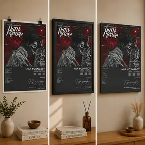 360 Alley NBA YoungBoy 90s Until I Return Album Cover Canvas Poster, Minimalist Artwork, Decorative Wall Decoration for Family Bedroom, Ideal Gift for Music Fans
